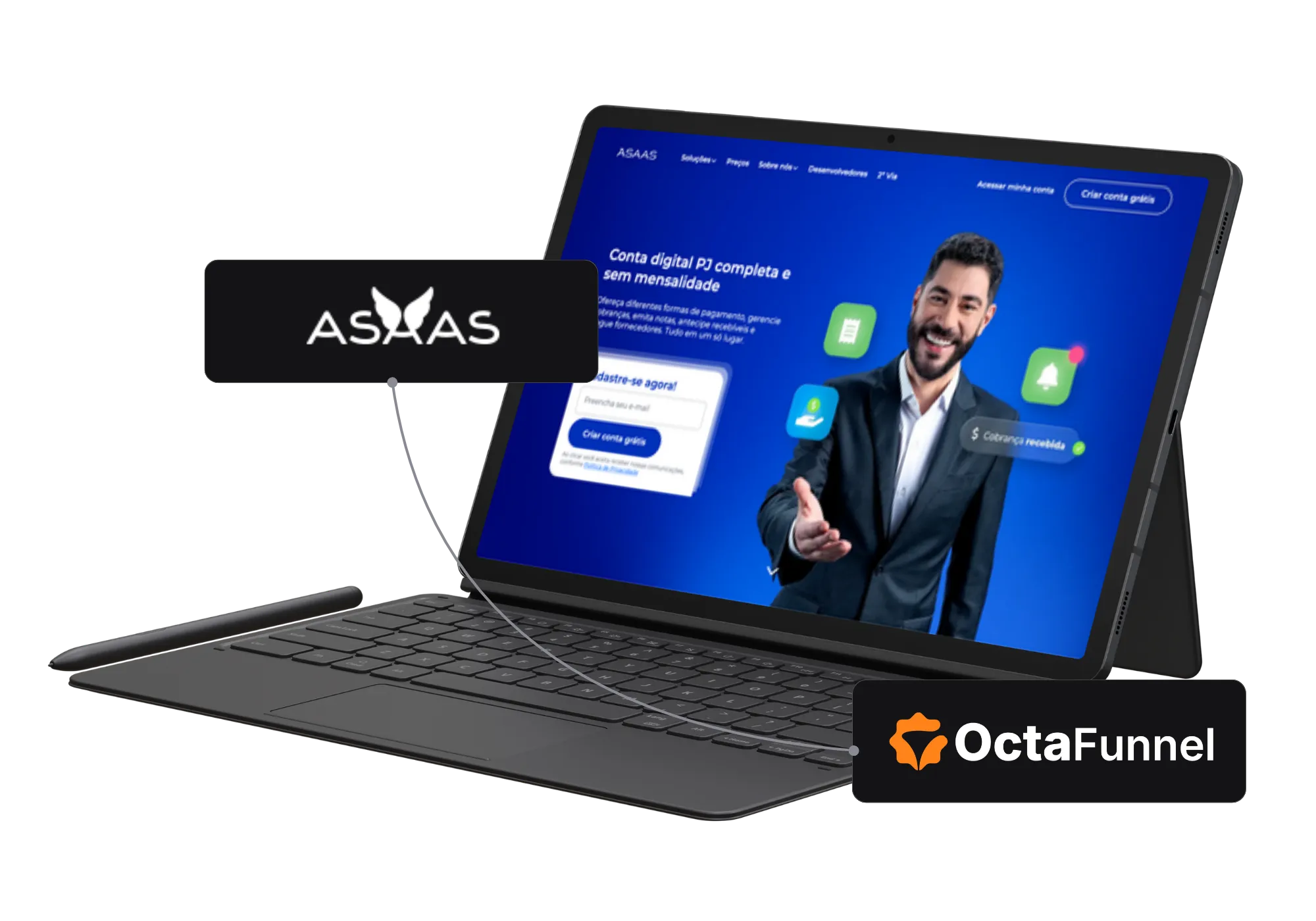 Painel da Octa Funnel integrado com Asaas