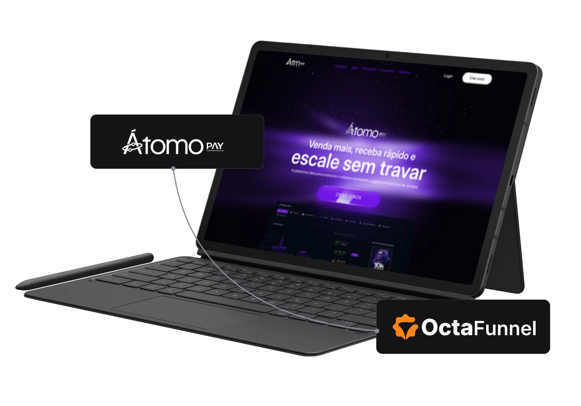 Painel da Octa Funnel integrado com AtomoPay