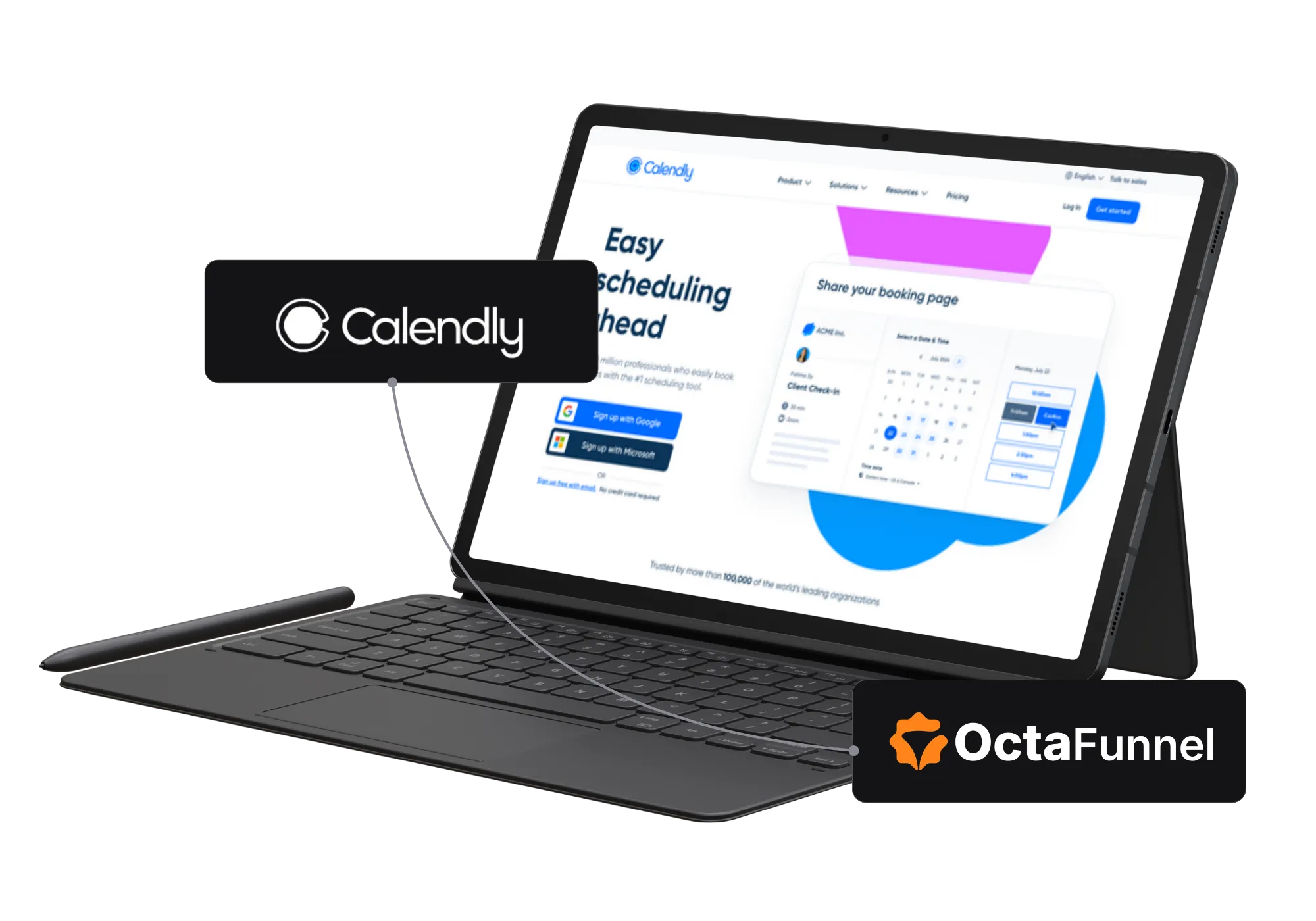 Painel da Octa Funnel integrado com Calendly