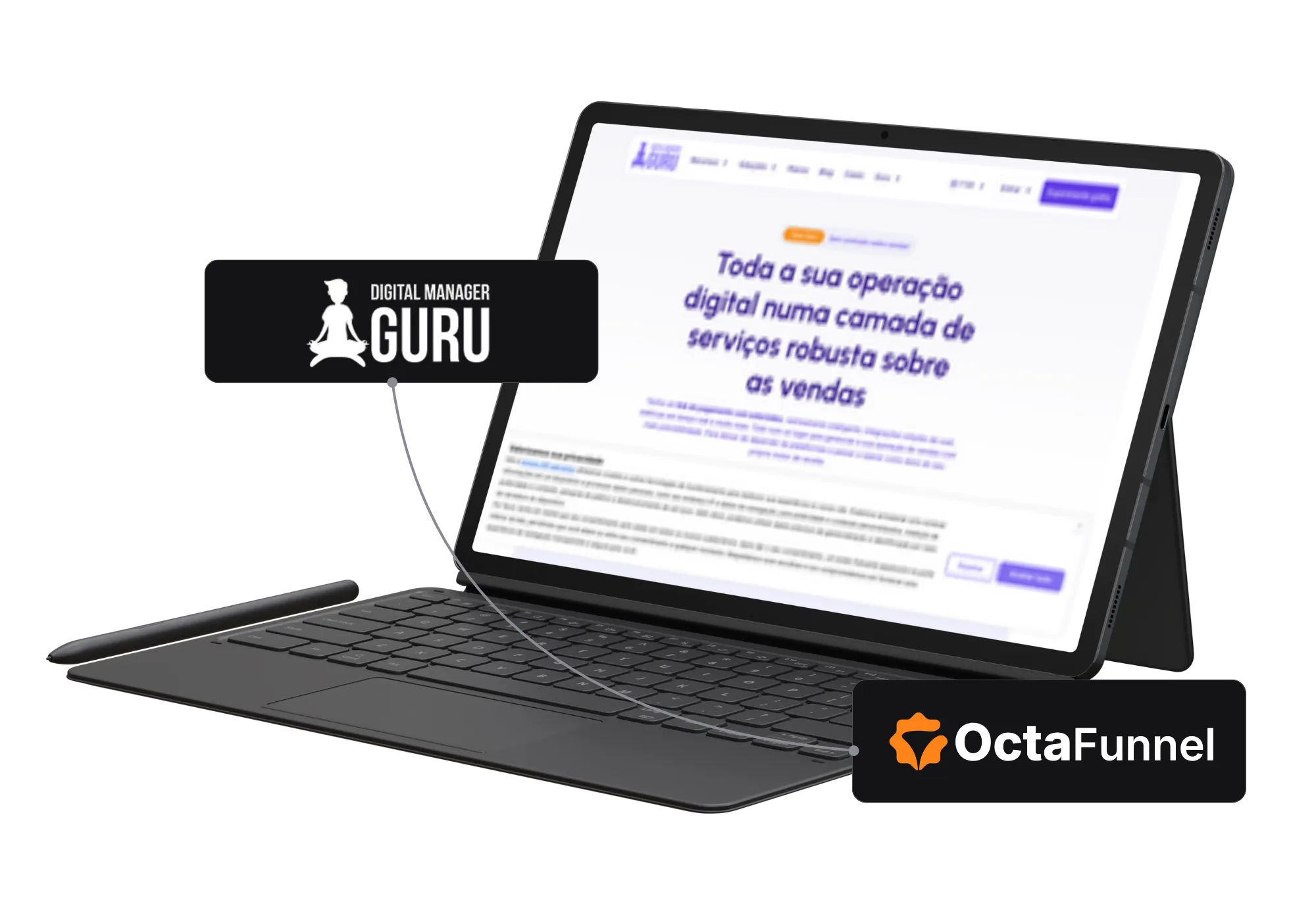 Painel da Octa Funnel integrado com Digital Manager Guru