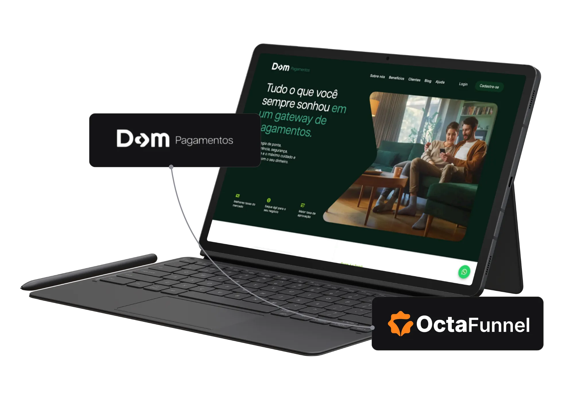 Painel da Octa Funnel integrado com Dom Pagamentos