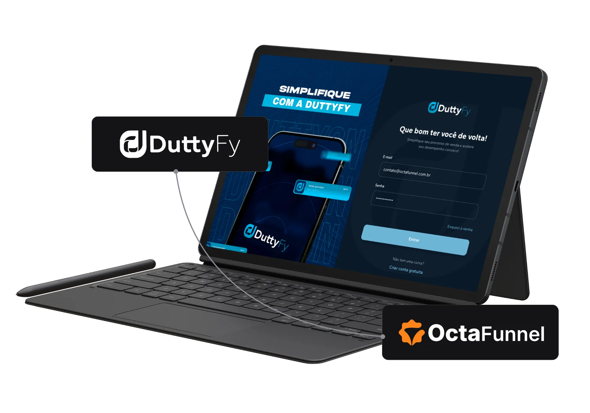 Painel da Octa Funnel integrado com Duttyfy
