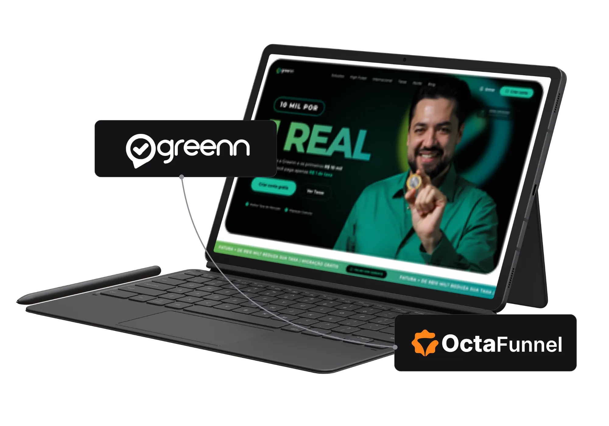 Painel da Octa Funnel integrado com Greenn