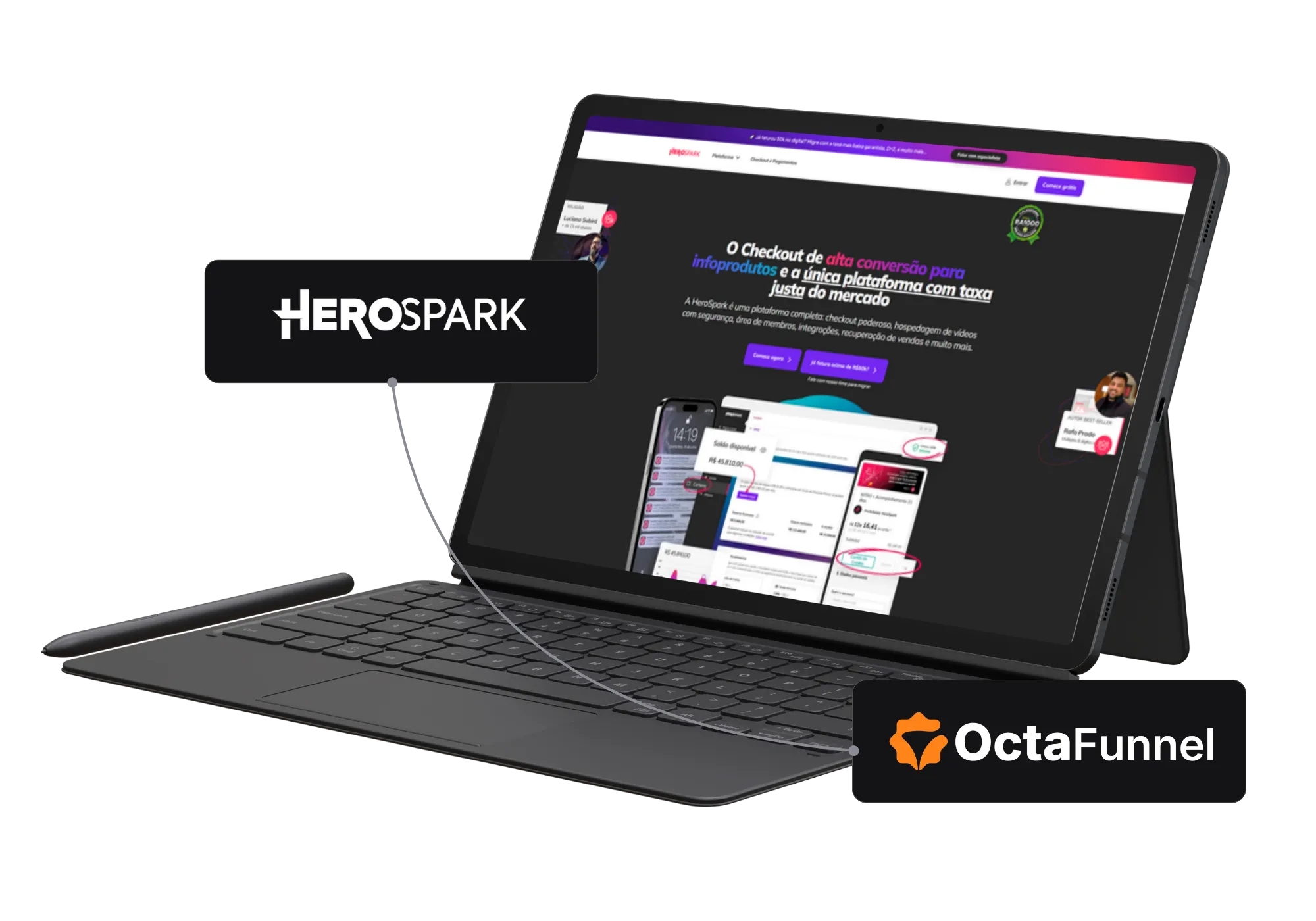 Painel da Octa Funnel integrado com Herospark