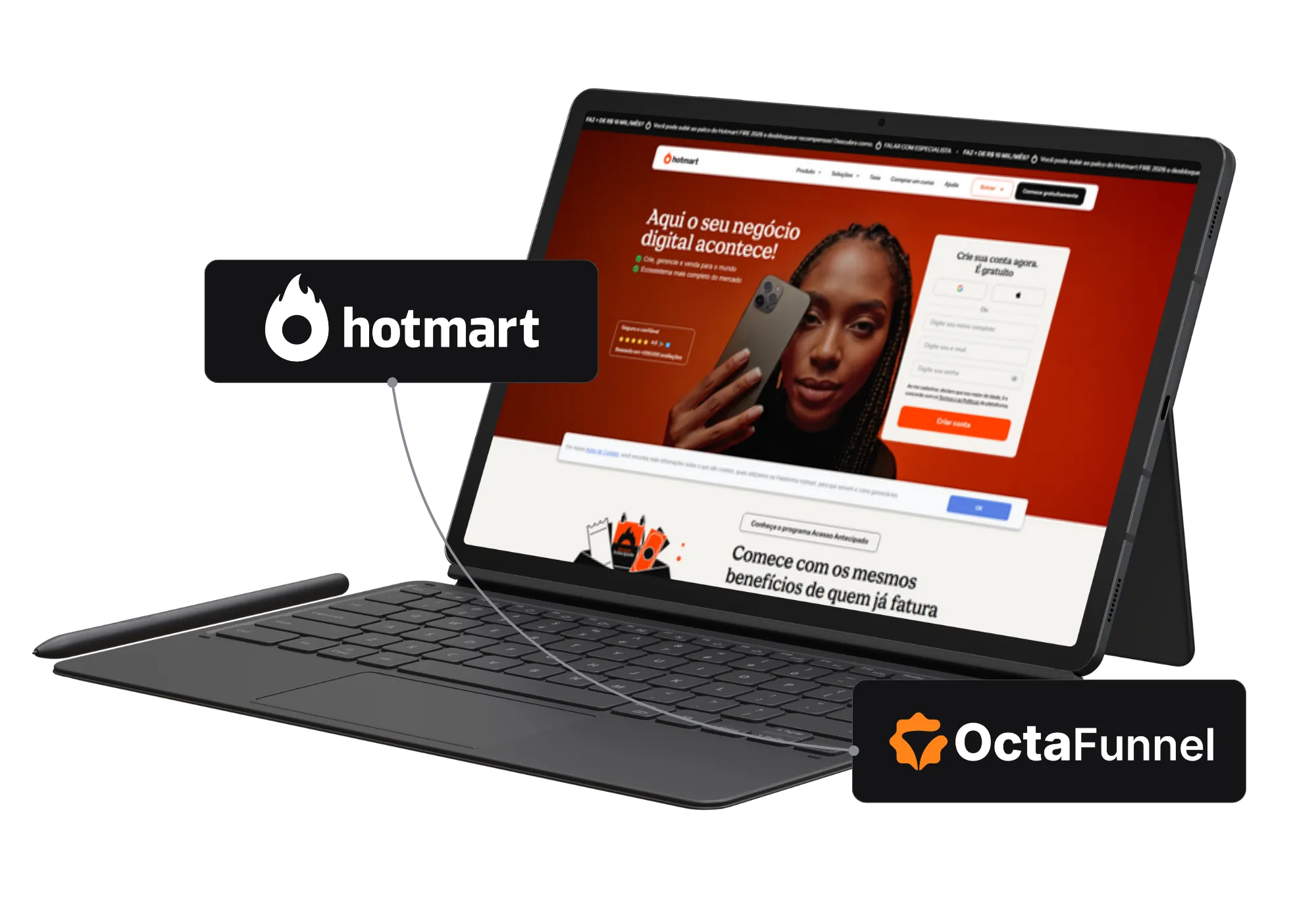 Painel da Octa Funnel integrado com Hotmart