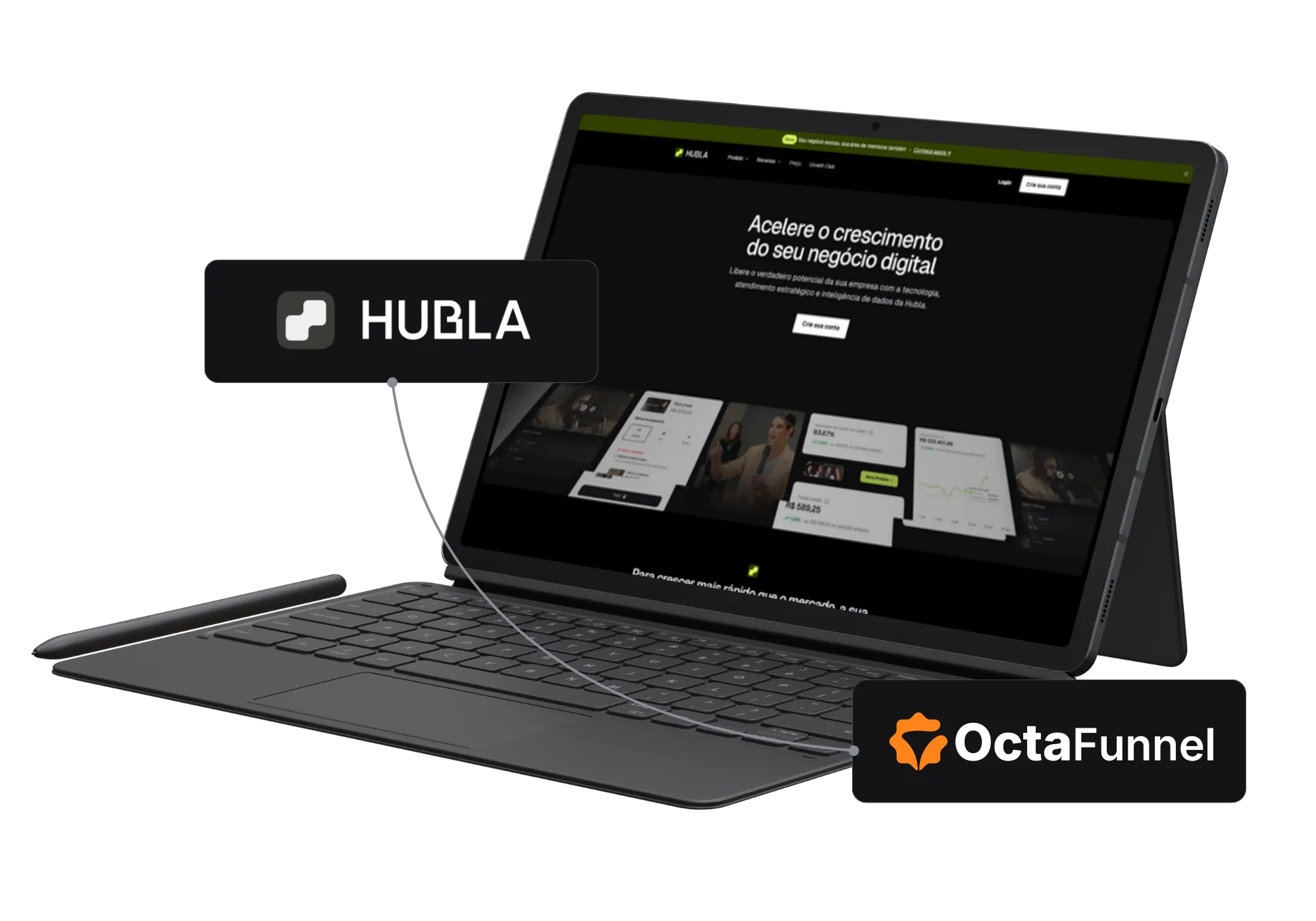 Painel da Octa Funnel integrado com Hubla