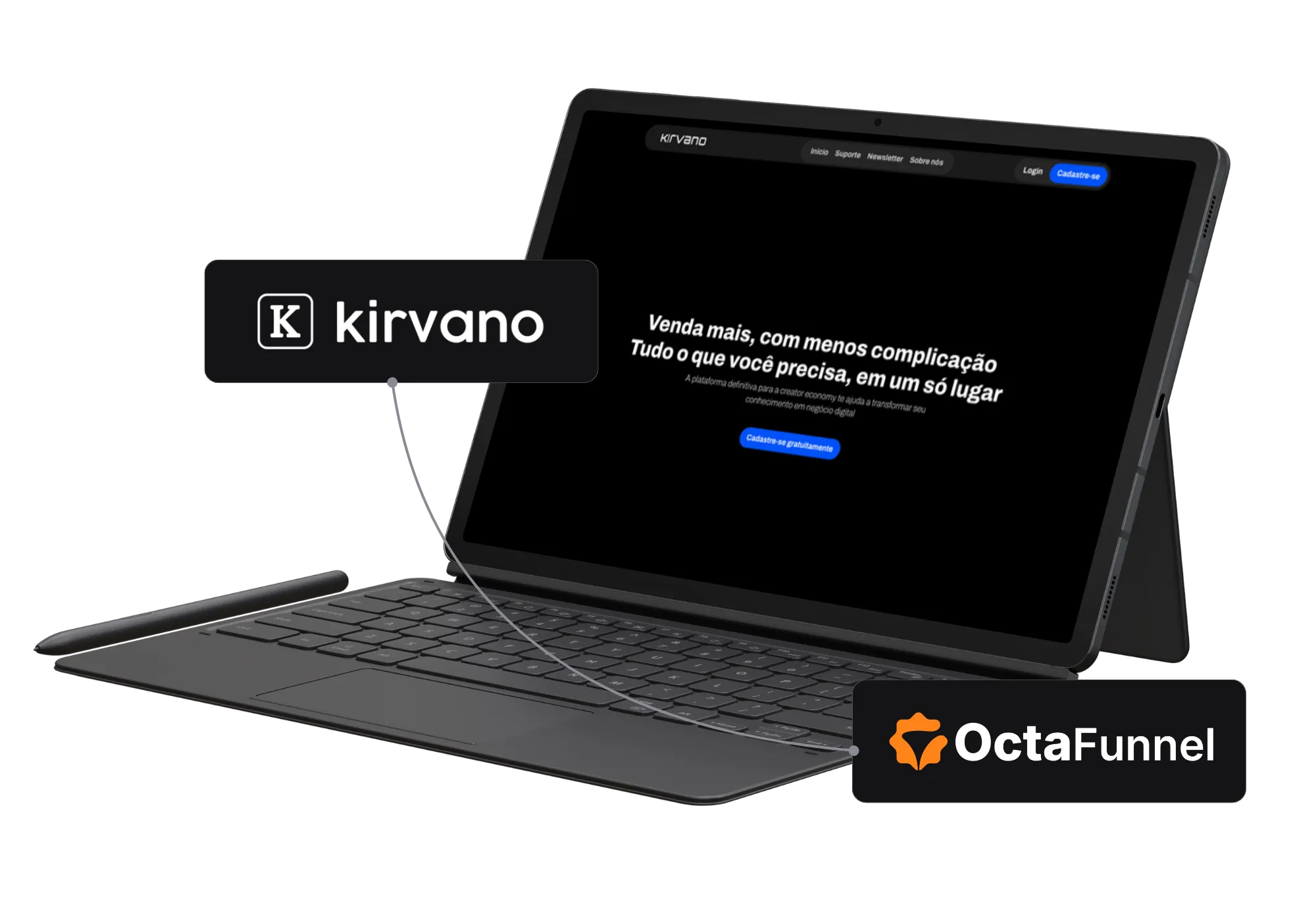 Painel da Octa Funnel integrado com Kirvano