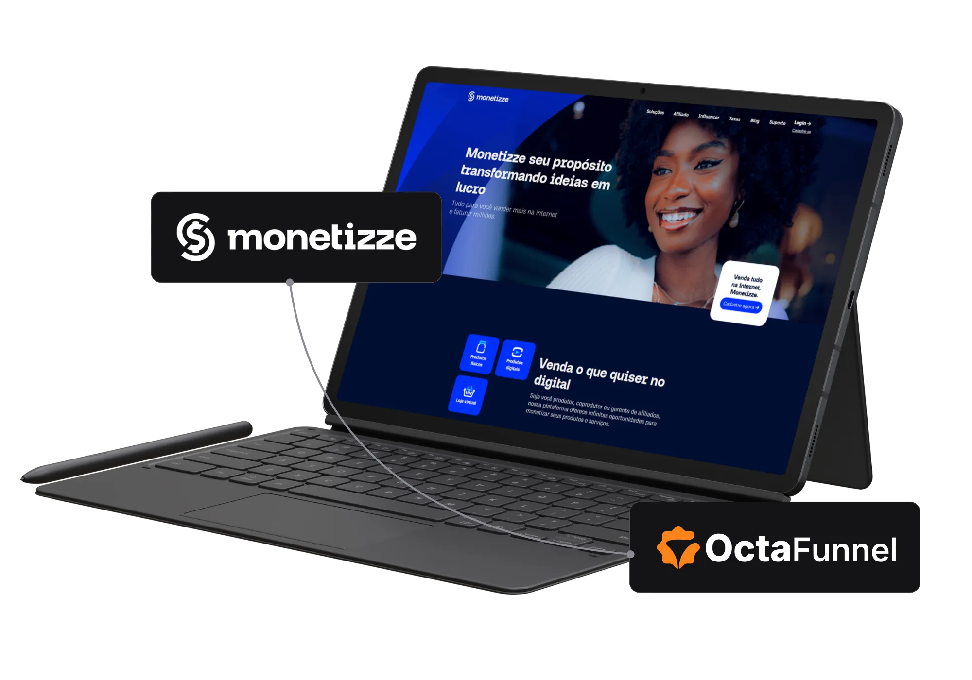 Painel da Octa Funnel integrado com Monetizze