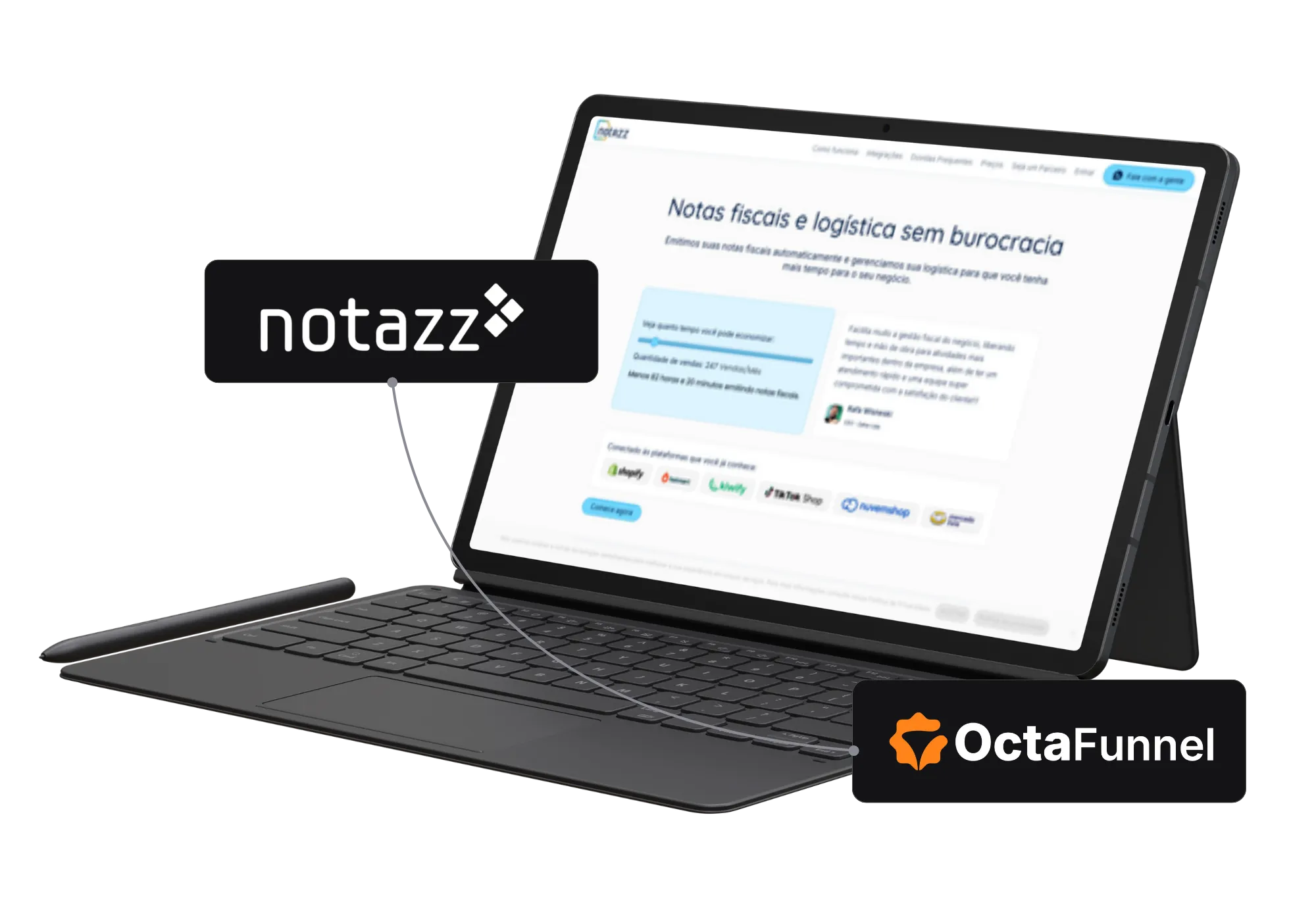 Painel da Octa Funnel integrado com Notazz