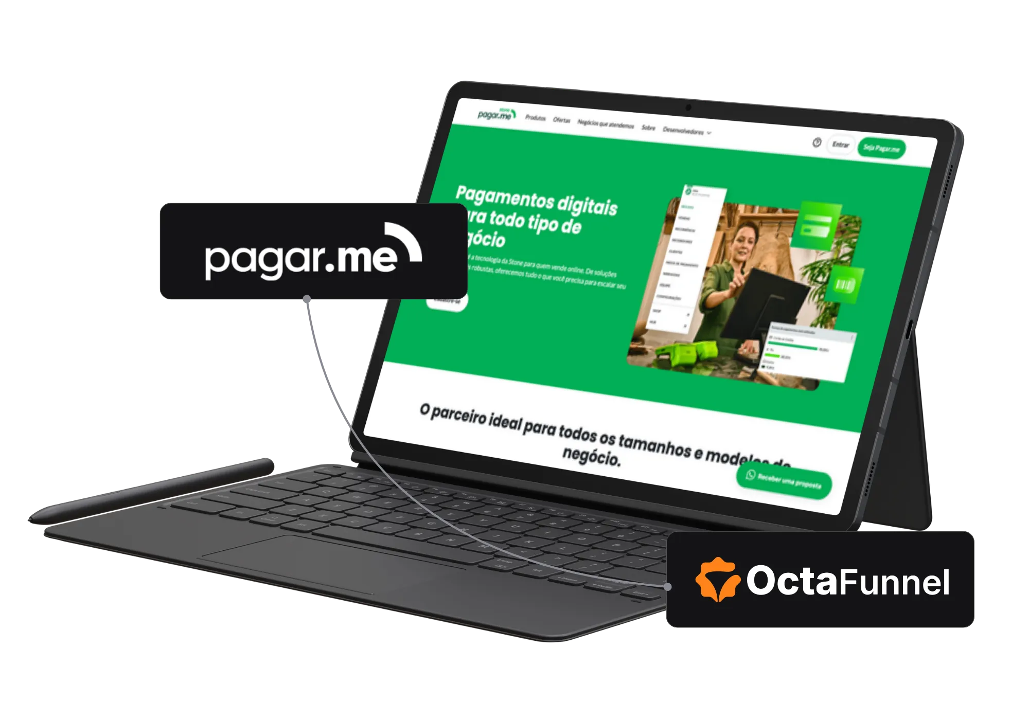 Painel da Octa Funnel integrado com Pagar.me