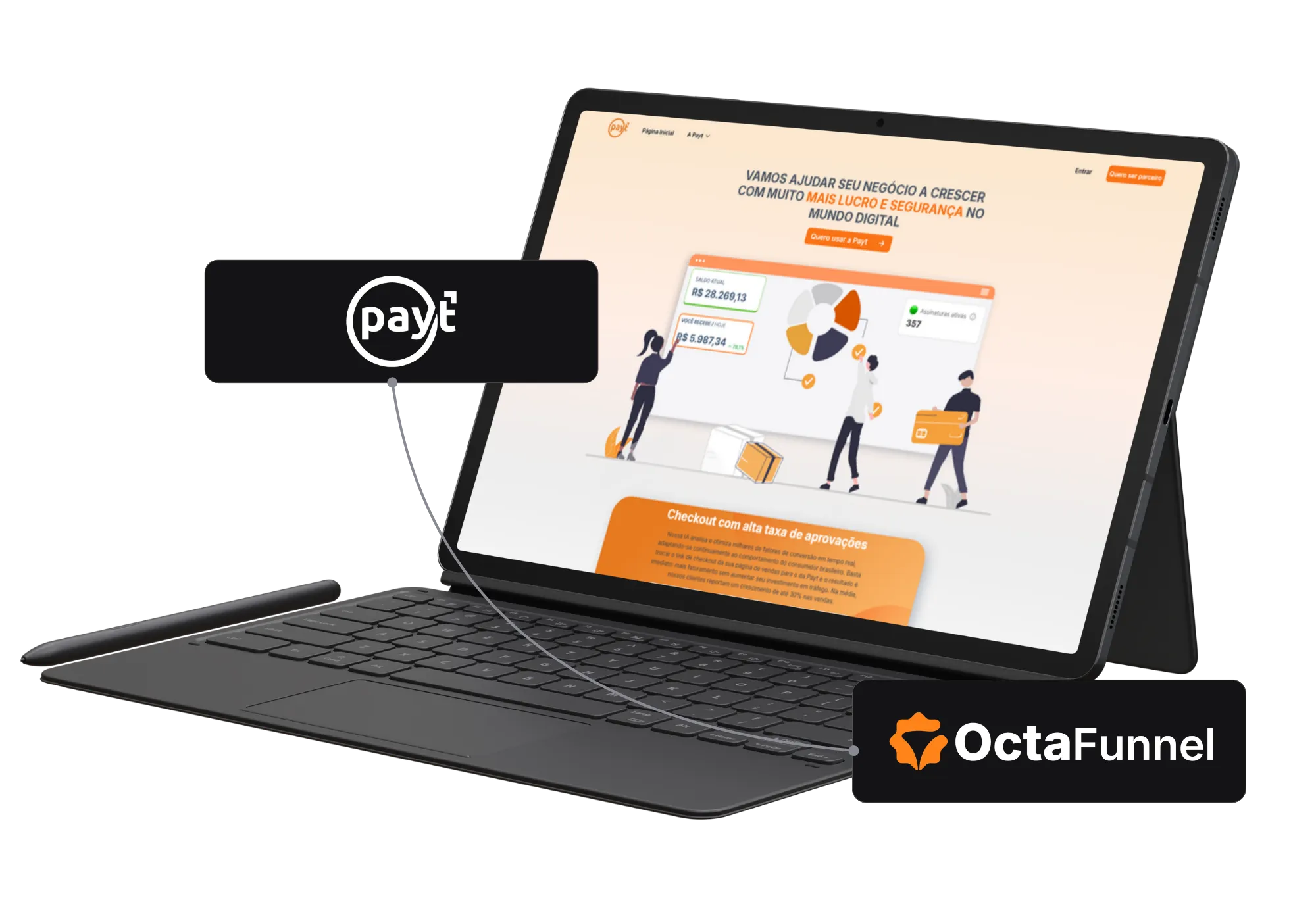 Painel da Octa Funnel integrado com Payt