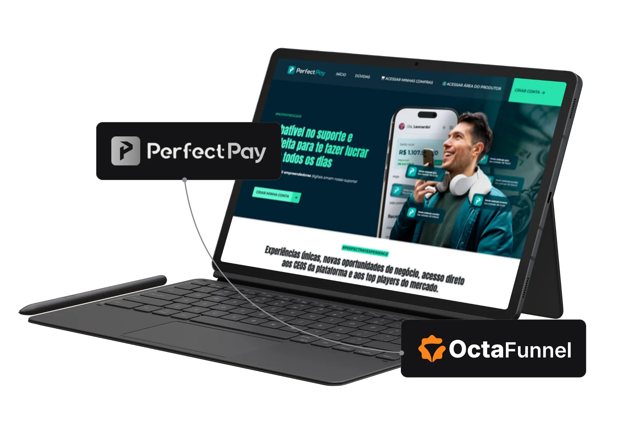 Painel da Octa Funnel integrado com PerfectPay