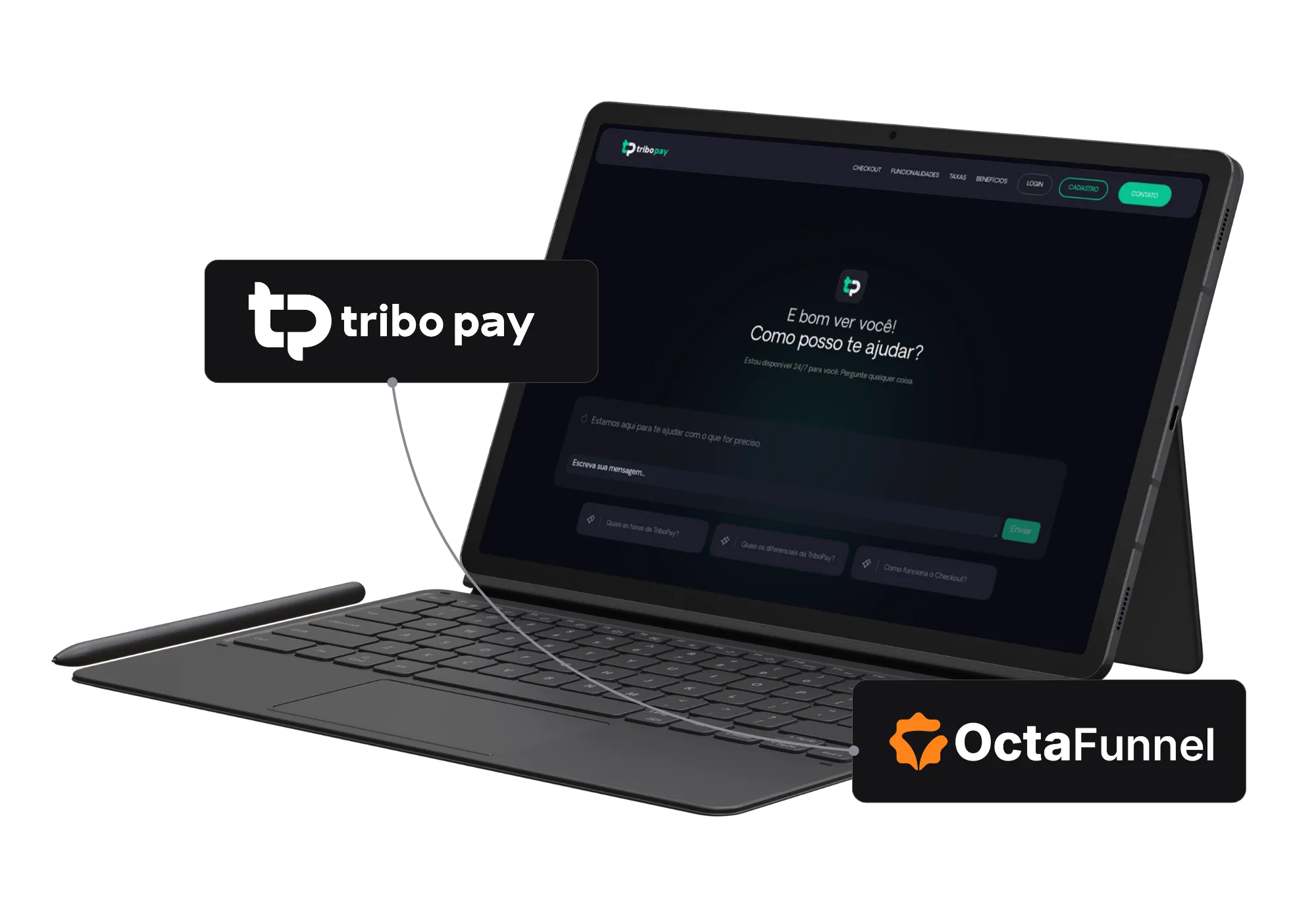 Painel da Octa Funnel integrado com Tribopay