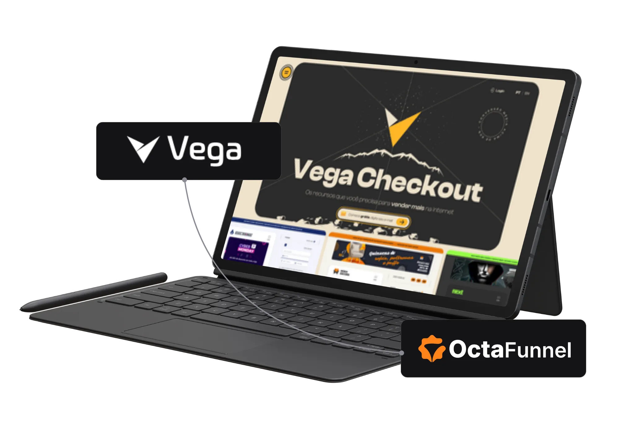 Painel da Octa Funnel integrado com Vega Checkout